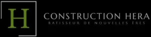 Logo de Construction HERA avec fond noir et texte "Bâtisseur de nouvelles ères"