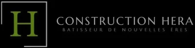 Logo de Construction HERA avec fond noir et texte "Bâtisseur de nouvelles ères"