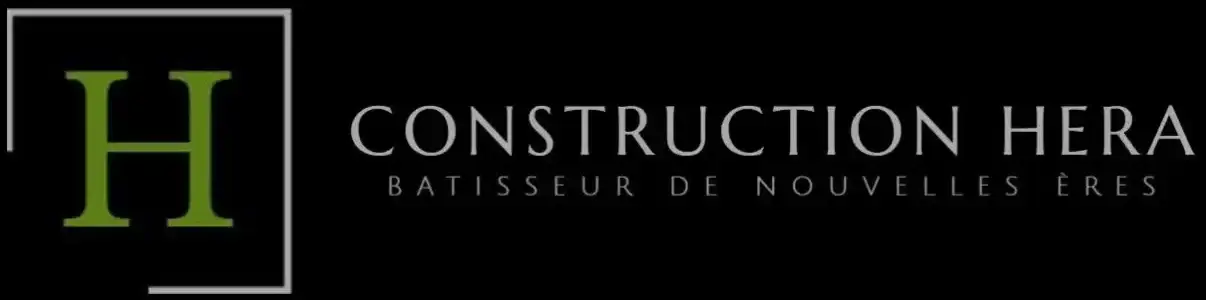 Logo de Construction HERA avec fond noir et texte "Bâtisseur de nouvelles ères"