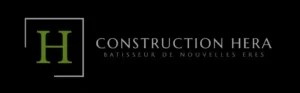 Logo de Construction HERA avec fond noir et texte "Bâtisseur de nouvelles ères"