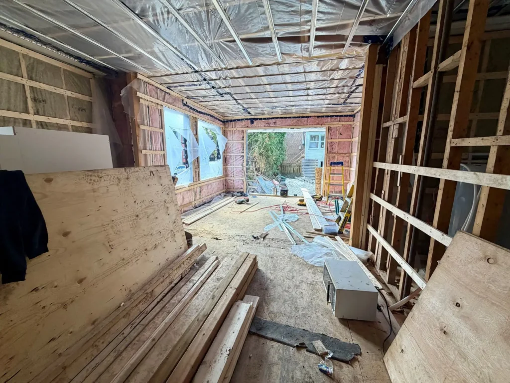 Interior of a home addition under construction